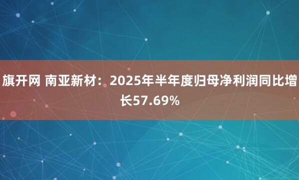 旗开网 南亚新材：2025年半年度归母净利润同比增长57.69%